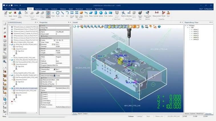 Software CAMIO para programação e inspeção multisensor numa máquina de medição por coordenadas CMM