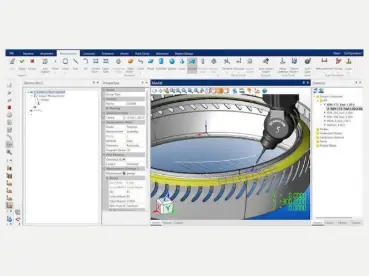 Medição e scanning 3D de componente industrial com cabeça Renishaw no software CAMIO