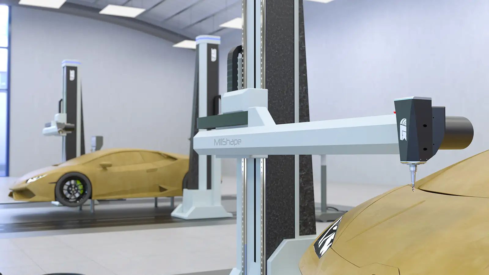 Fresadora CNC de cinco eixos da LK Metrology em operação sobre modelo em argila para design automóvel