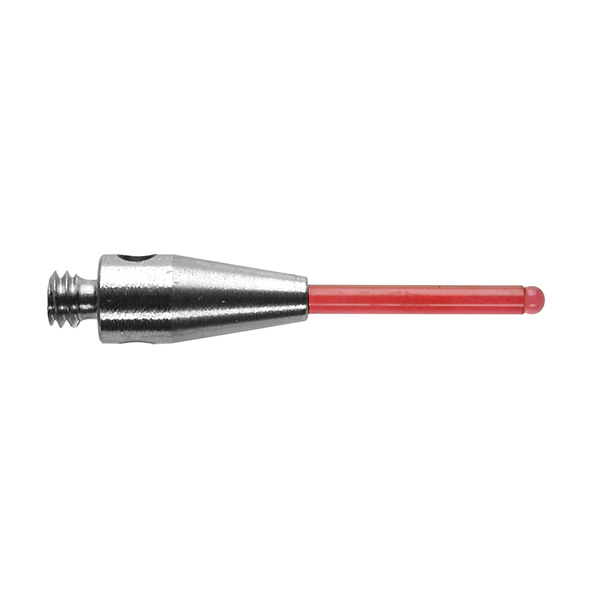 M2 Ø1.5 mm rubi cilindro com extremidade esférica, haste de aço inoxidável, L 15 mm