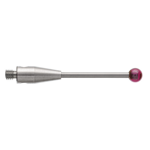 M2 Ø2.5 mm bola de rubi, haste de carboneto de tungsténio, L 20 mm, EWL 15.4 mm