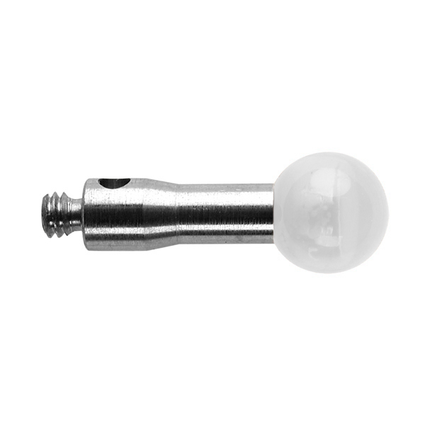 M2 Ø5 mm bola de óxido de zircónio, haste de aço inoxidável, L 10 mm, EWL 10 mm