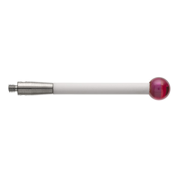 M2 Ø5 mm bola de rubi, haste de cerâmica, L 30 mm, EWL 30 mm