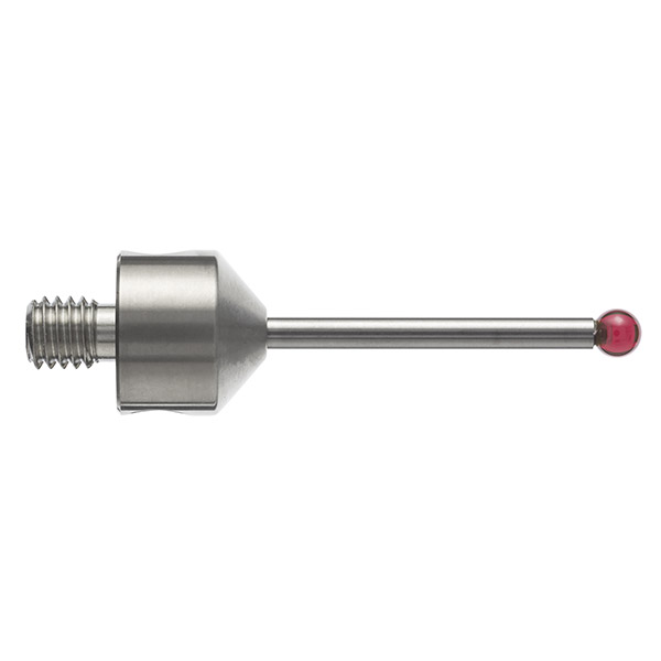 M5 Ø2 mm bola de rubi, haste de carboneto de tungsténio, L 30 mm, EWL 21 mm