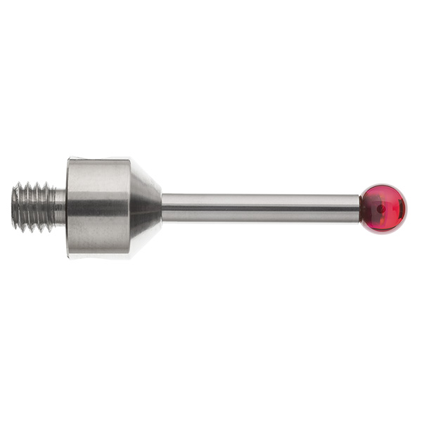M5 Ø5 mm bola de rubi, haste de carboneto de tungsténio, L 30 mm, EWL 21.5 mm