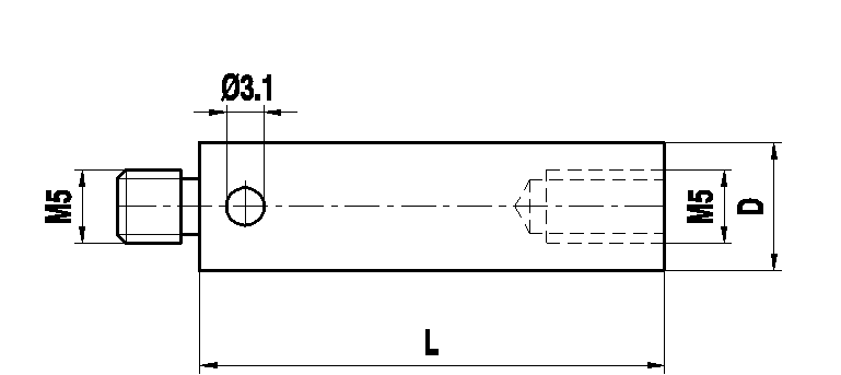 Extensión de palpador de titanio M5, L 60 mm, D 11 mm, para aplicaciones en máquinas ZEISS