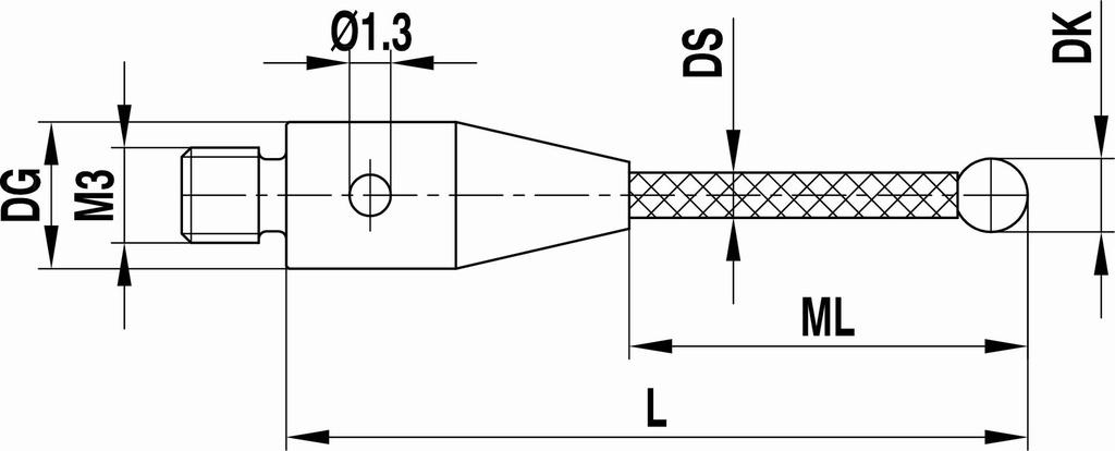 M3 XXT Ø6 mm bola de rubi, haste de fibra de carbono, L 100 mm, ML 91 mm, para ZEISS aplicações