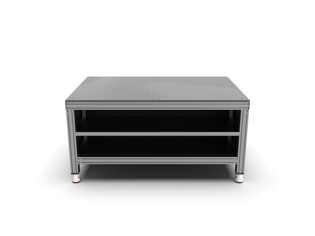 M8 placa metrology fixação table, estrutura 1200 x 1800 mm, com prateleiras