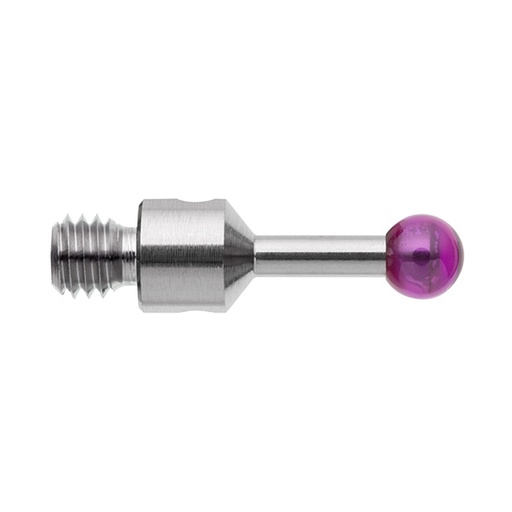 [A-5004-0422] M3 Ø3 mm bola de rubi, haste de aço inoxidável, L 10 mm, EWL 6.5 mm