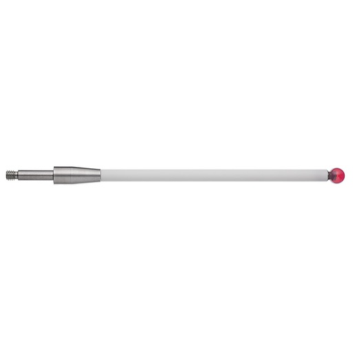 [A-5000-6462] M4 Ø6 mm bola de rubi, estrela centro de palpador, haste de cerâmica, L 100 mm, EWL 88.5 mm