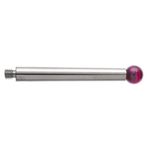 [A-5000-7648] M3 Ø5 mm bola de rubi, haste de aço inoxidável, L 31.1 mm, EWL 31.1 mm
