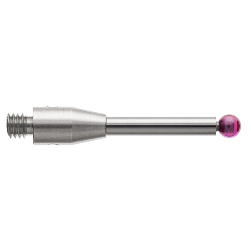 [A-5003-0054] M3 Ø2.5 mm bola de rubi, haste de carboneto de tungsténio, L 20.2 mm, EWL 12.7 mm