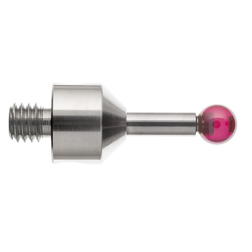 [A-5003-5210] M5 Ø5 mm bola de rubi, haste de carboneto de tungsténio, L 20 mm, EWL 11.5 mm