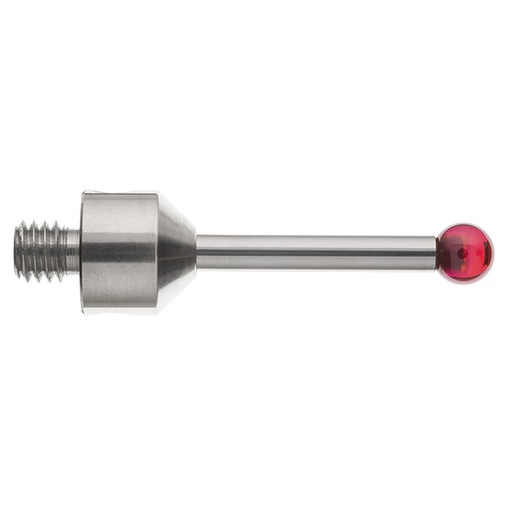 [A-5003-5220] M5 Ø5 mm bola de rubi, haste de carboneto de tungsténio, L 30 mm, EWL 21.5 mm