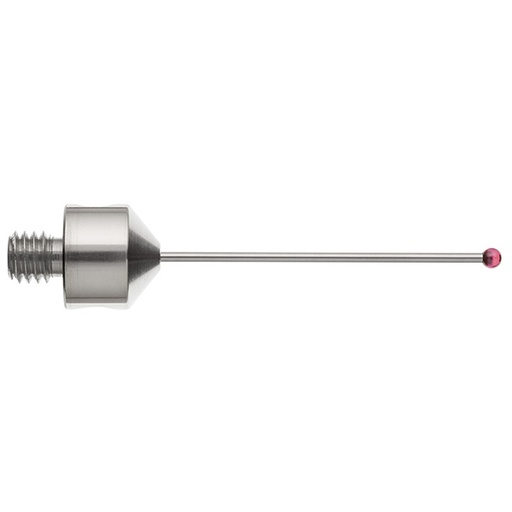 [A-5003-5222] M5 Ø2 mm bola de rubi, haste de carboneto de tungsténio, L 40 mm, EWL 31 mm
