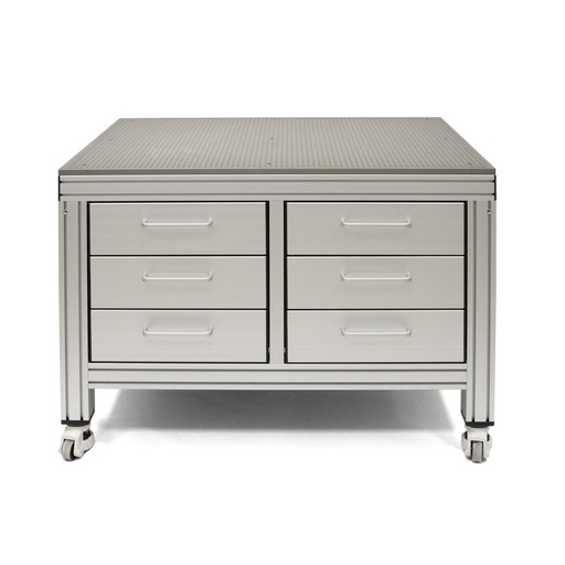 [R-TMD-1500900-30-8] M8 placa metrology fixação table, estrutura 900 x 1500 mm, com drawers e prateleiras